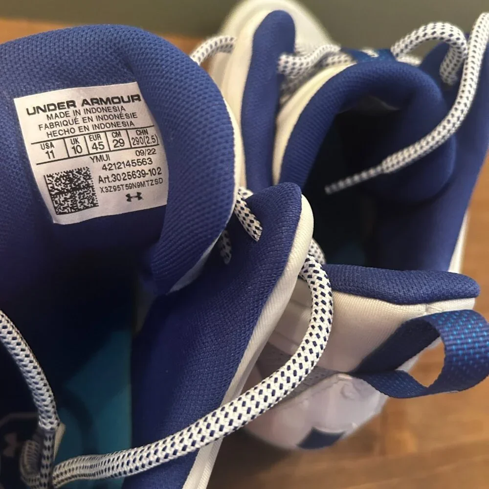 NWB Under Armour Men's Command MC Lacrosse Cleats Blue White Size 11